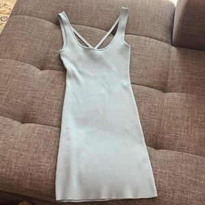 ZARA Ribbed Tank Dress in Light Blue- Small